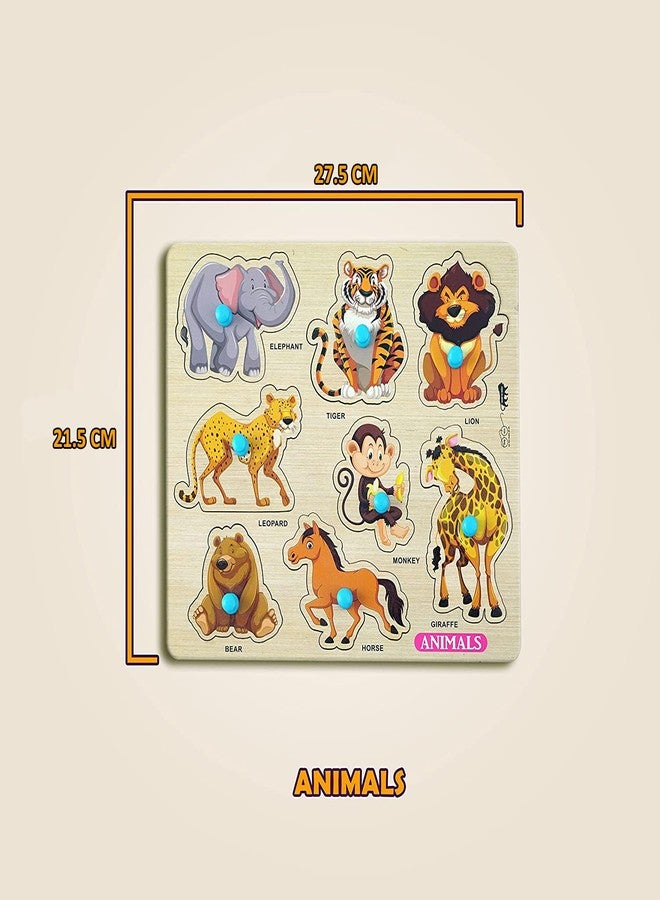 APPSTER Jumbo Size Animal, Fruits, Vegetables, ABCD & Numbers Wooden Puzzle Toy for Kids Jigsaw Puzzles for Adults Baby Learning Educational Toys Board Game - Pack of 5pcs - Image 2